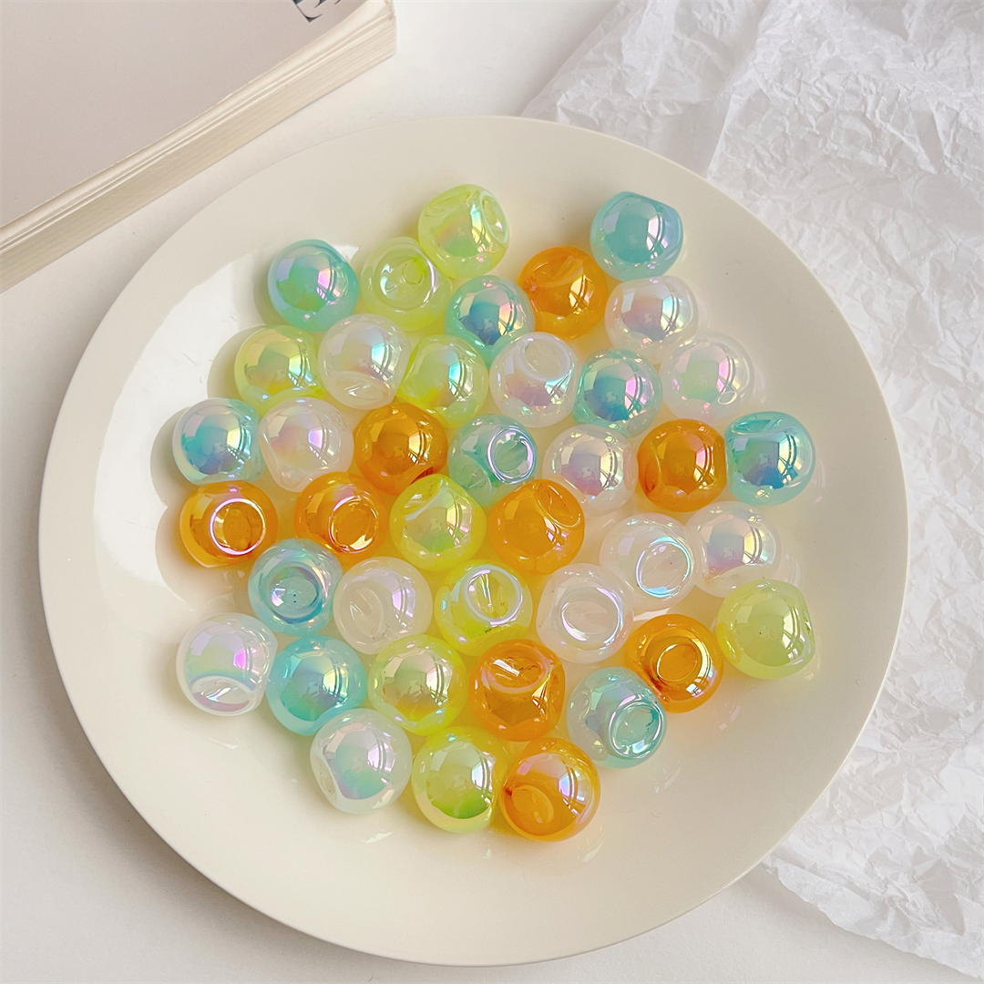 Acrylic 16mm jelly perforated pearlescent surface UV color large perforated round beads diy children's Korean version headwear material accessories Specification image