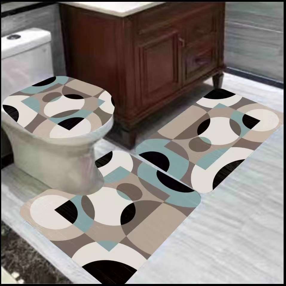 INS geometric floor mat, bathroom, water-absorbing door mat, anti-slip mat, carpet, door mat, printed two-piece set, entrance door mat, carpet, floor mat detail image 4