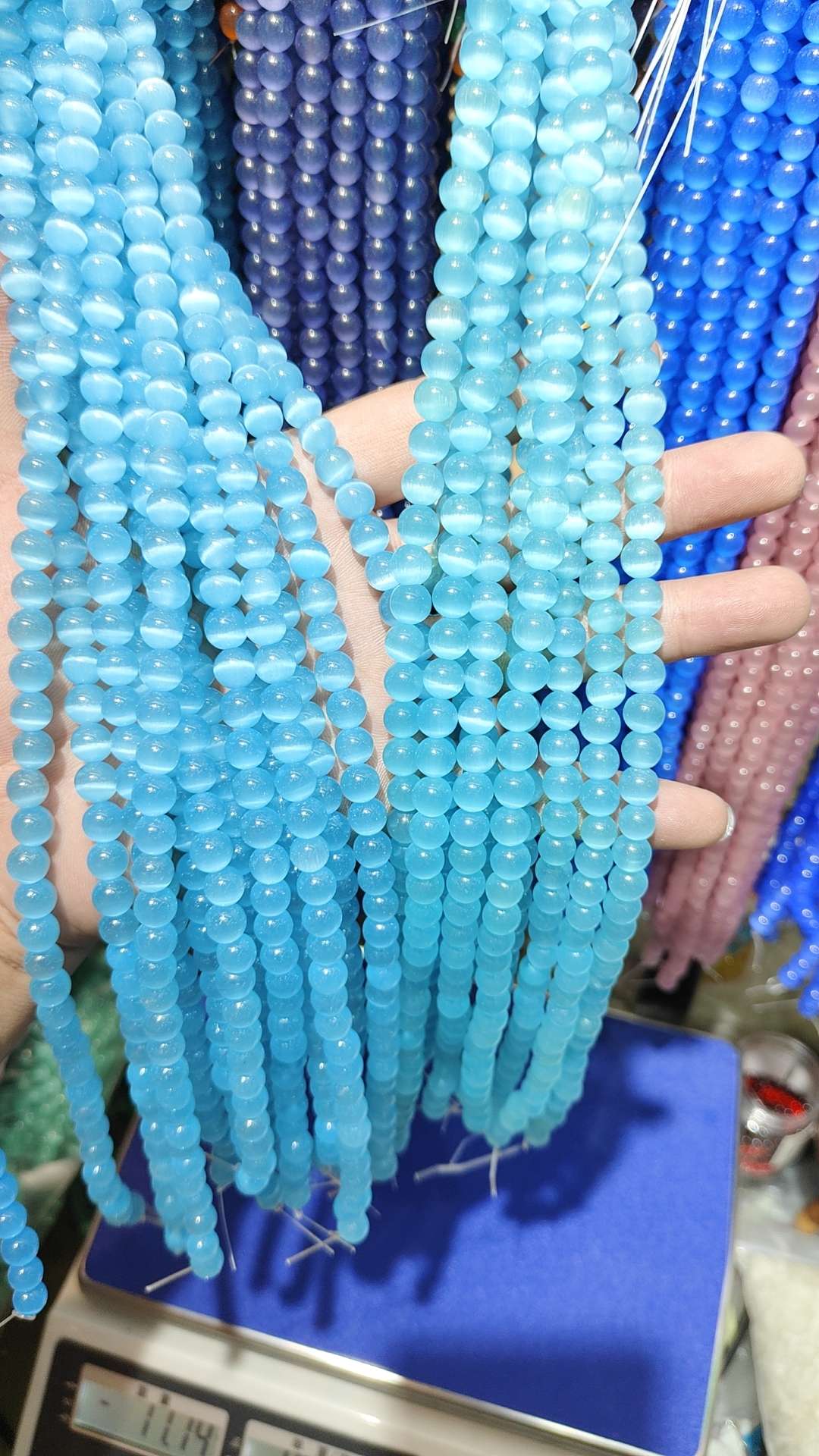 华鑫猫眼石厂家直销8MM白色diy手链时尚配饰白搭欧美印度出口详情图6