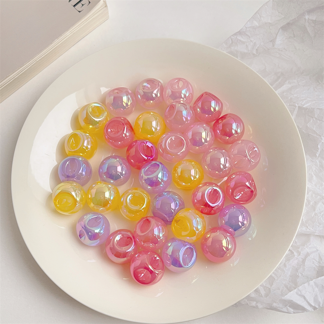Acrylic 16mm jelly perforated pearlescent surface UV color large perforated round beads diy children's Korean version headwear material accessories Application Scenario