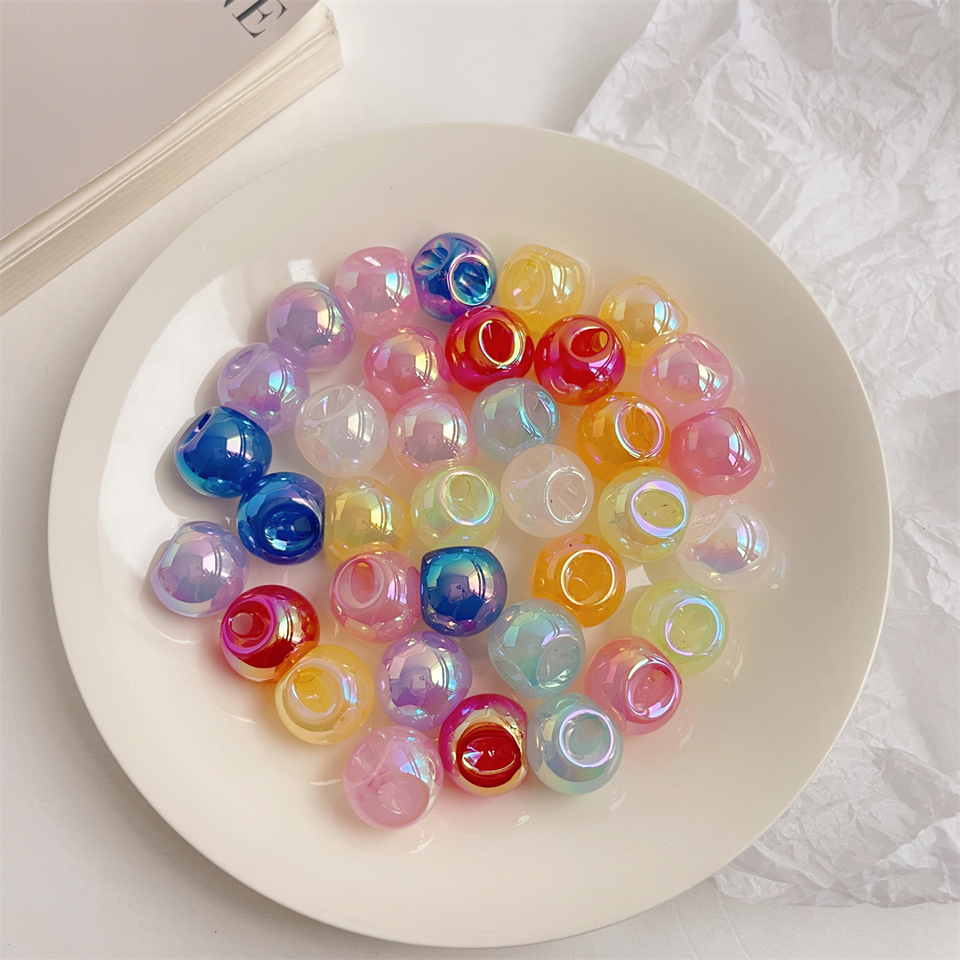 Acrylic 16mm jelly perforated pearlescent surface UV color large perforated round beads diy children's Korean version headwear material accessories details Picture