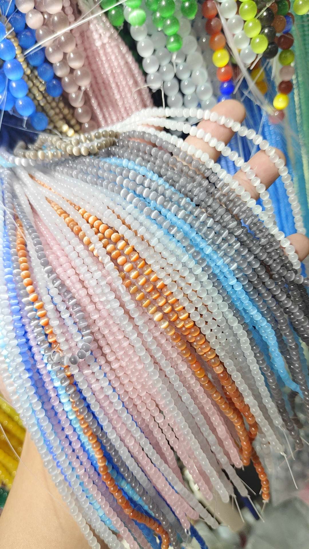 华鑫猫眼石厂家直销8MM白色diy手链时尚配饰白搭欧美印度出口详情图2