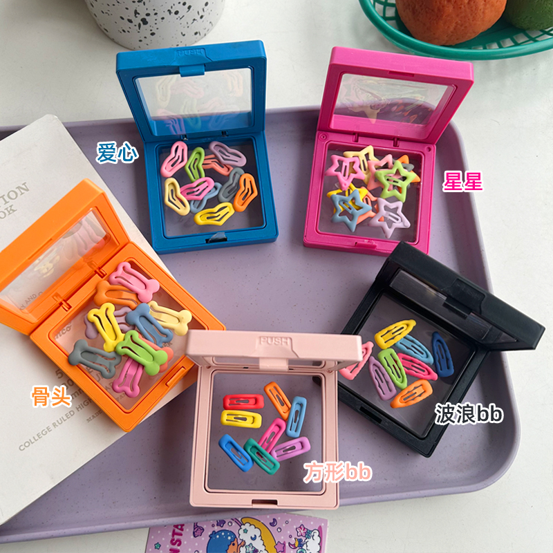 Dog hair clips, mini bone bb clips, star heart clips, candy color, high appearance level, bangs clips, hair accessories, head accessories, hair accessory box Item Picture