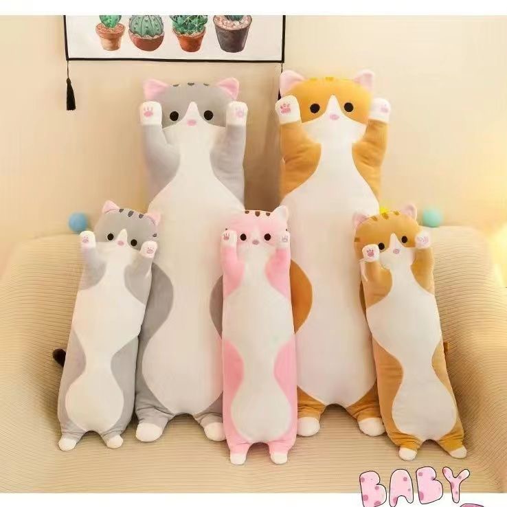 Cartoon cat plush toys, pillow figurines, long cat, large sleeping throw pillows, children's doll gifts Item Picture