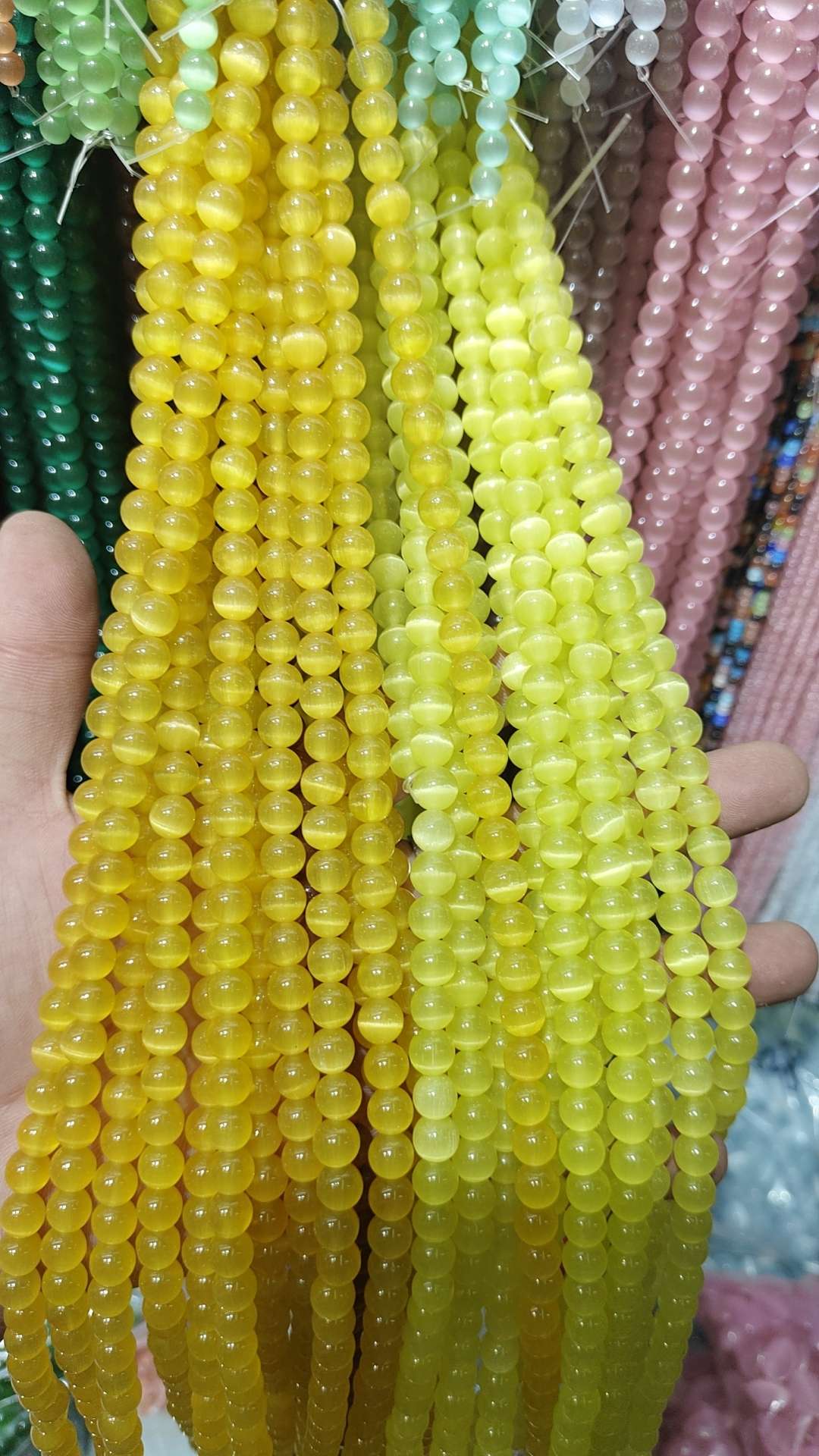 华鑫猫眼石厂家直销8MM白色diy手链时尚配饰白搭欧美印度出口