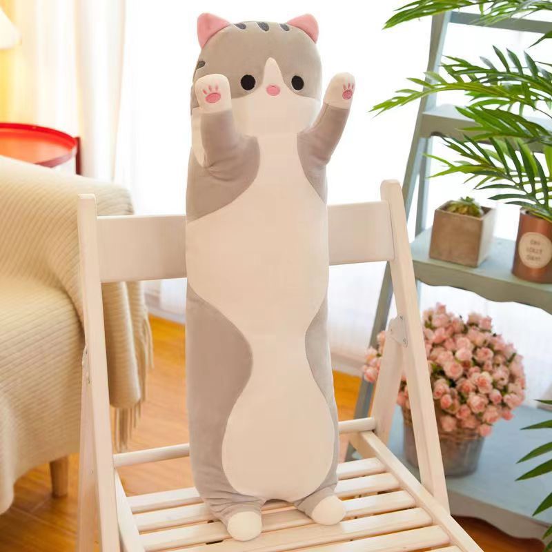 Cartoon cat plush toys, pillow figurines, long cat, large sleeping throw pillows, children's doll gifts details Picture