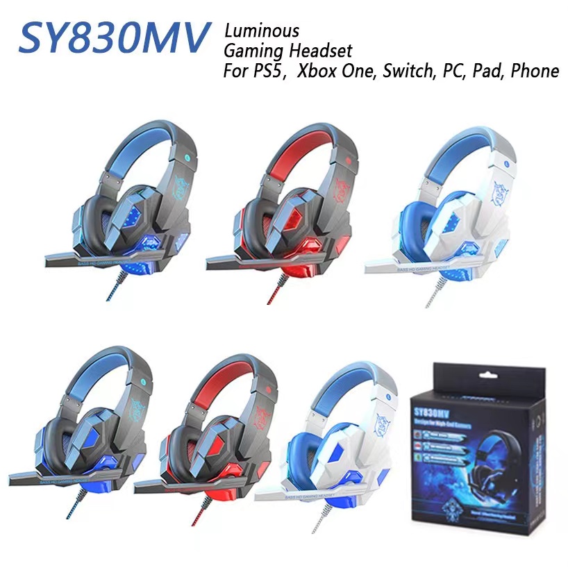 热销SY830MV发光耳機有线笔记本电脑耳麦游戏电竞头戴式耳机