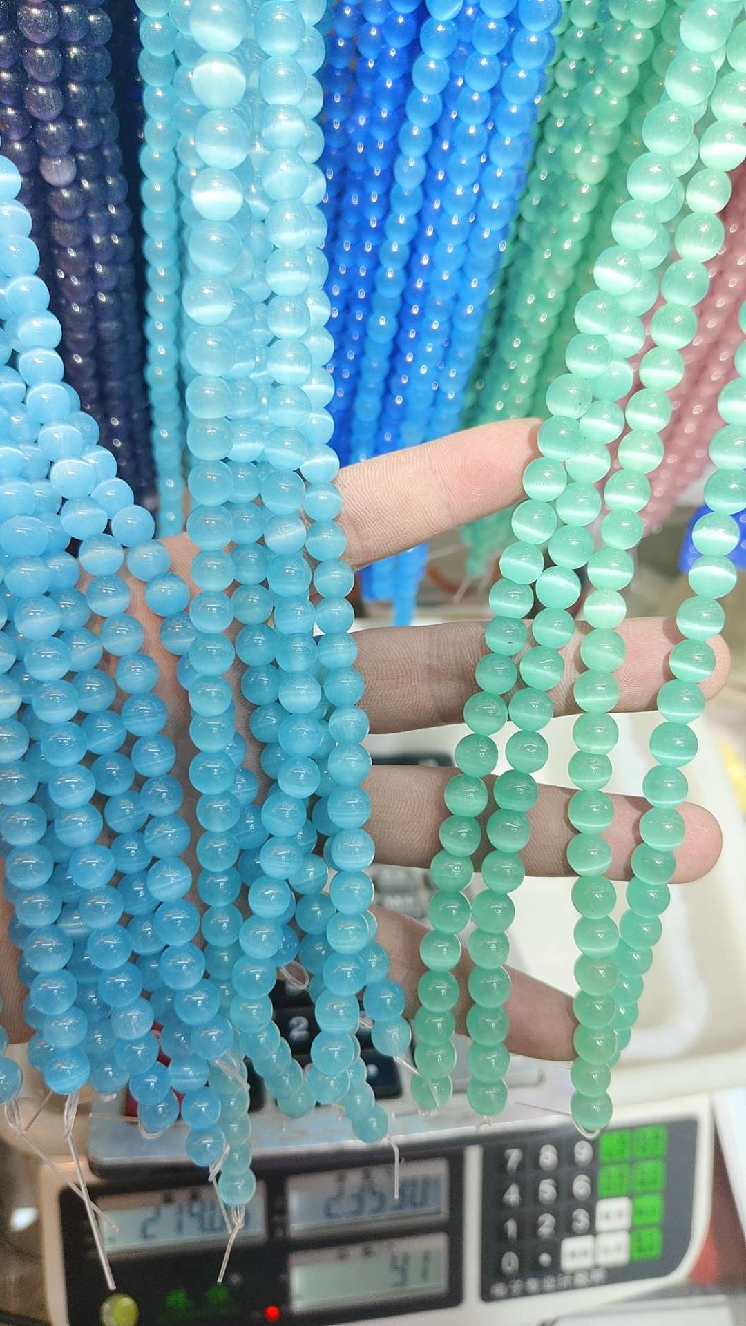 华鑫猫眼石厂家直销8MM白色diy手链时尚配饰白搭欧美印度出口产品图