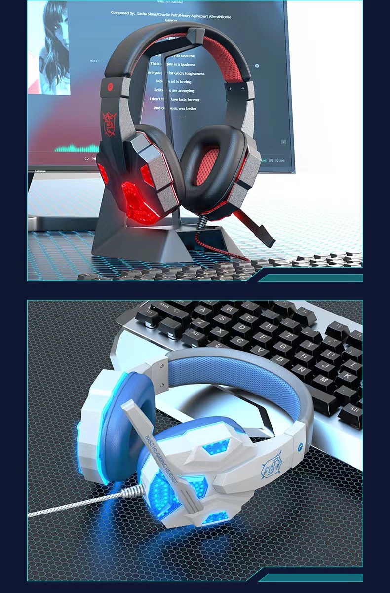 热销SY830MV发光耳機有线笔记本电脑耳麦游戏电竞头戴式耳机详情16