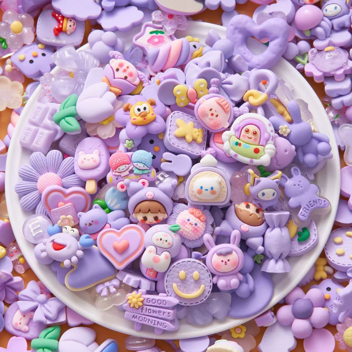DIY best-selling resin accessories: Mixed color series, cream glue accessories, ice-transparent phone case patches, cartoon transparent crocs, decorative clasps