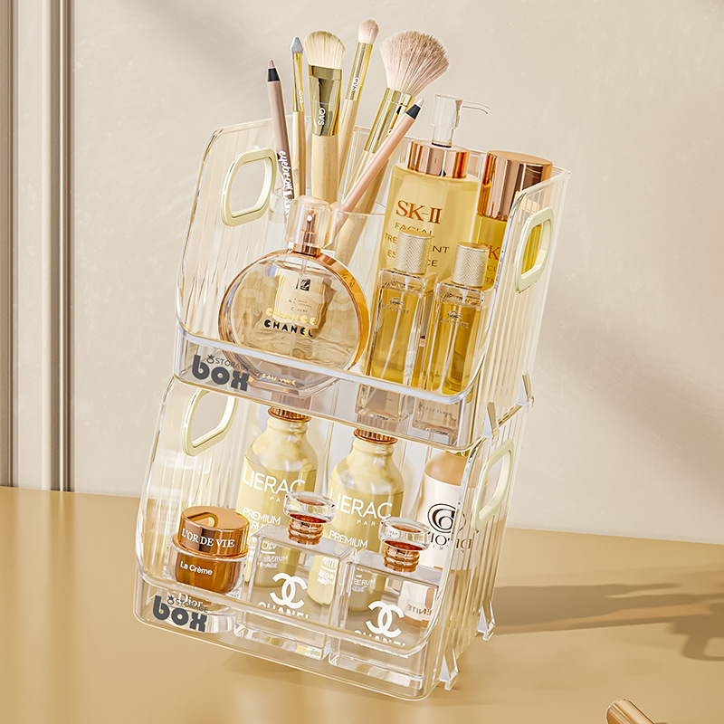 X51-8137-S Desktop Cosmetics storage box, dormitory facial mask, skin care products, jewelry acrylic storage basket, transparent storage box details Picture