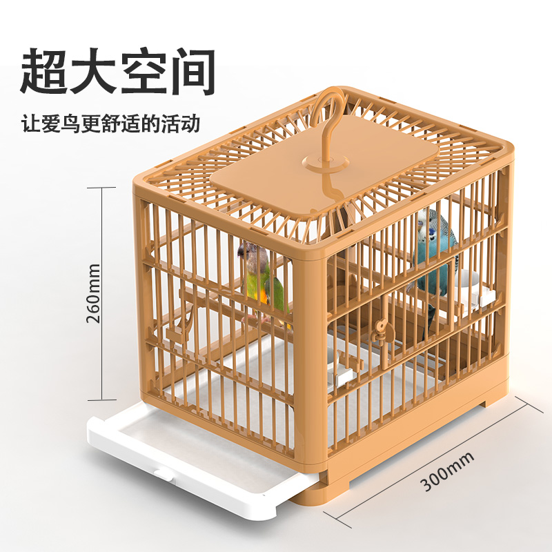 Nuevo estilo de jaula de pájaro cajón de plástico ligero loro jaula de lujo villa ornamental casa jaula de pájaro grande suministros para mascotas details Picture
