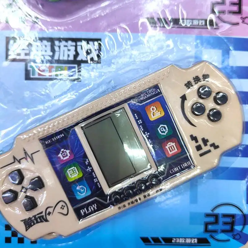 The Tetris game console features a large screen with innovative buttons, an old-fashioned, retro, classic and nostalgic educational toy for students detail image 4