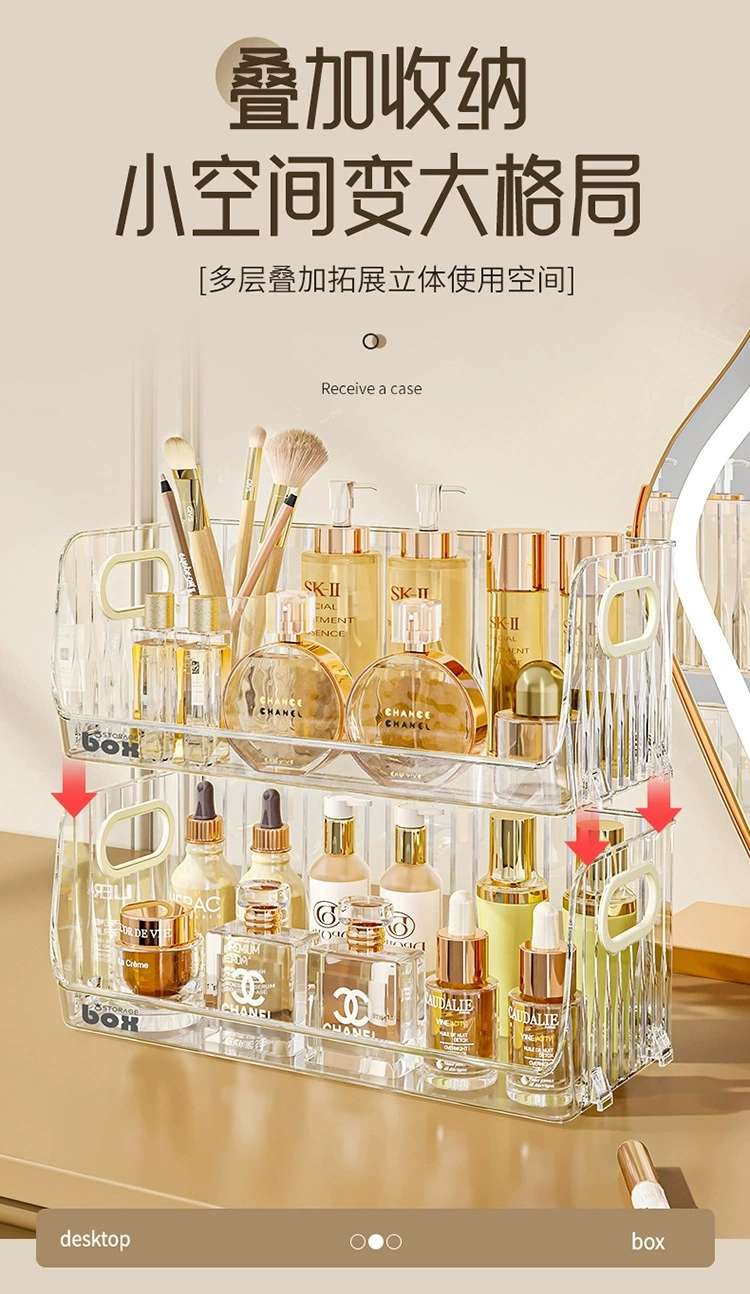 X51-8137-S Desktop Cosmetics storage box, dormitory facial mask, skin care products, jewelry acrylic storage basket, transparent storage box detail image 4