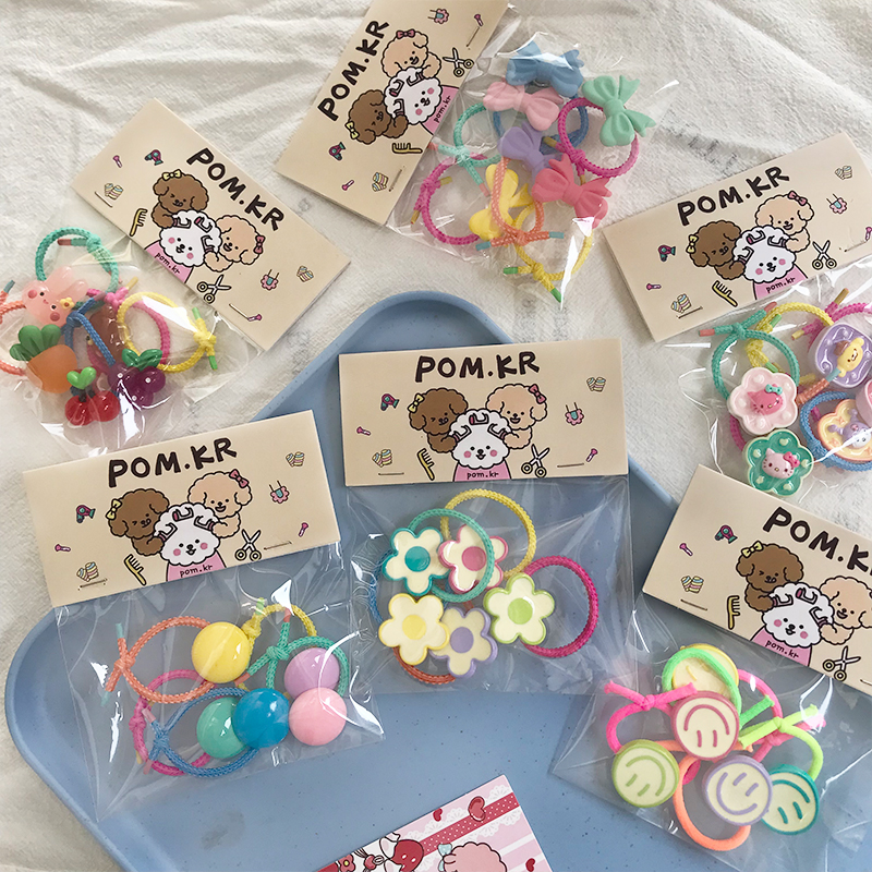 New Korean-style cute children's bow, smiling bear, flower-shaped hair band, colorful polka dot headband and rubber band pic 8