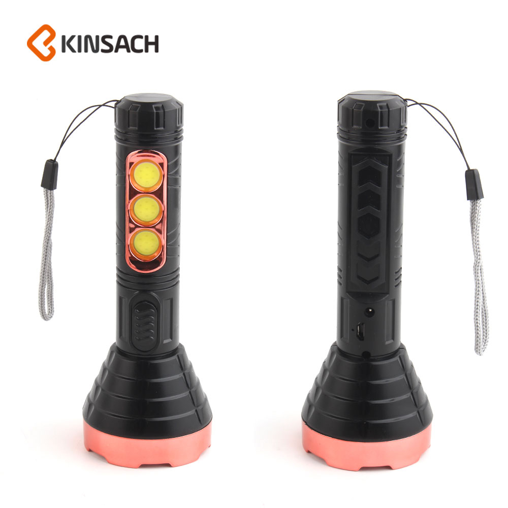KINSACA星之源USB充电带侧灯塑料手电筒