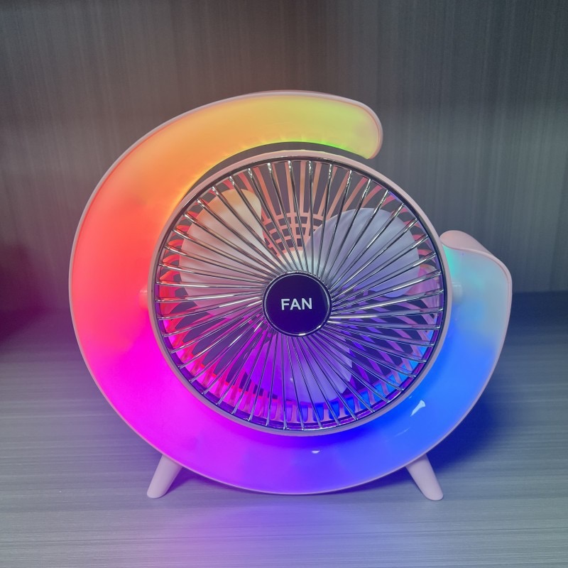 Desktop electric fan, popular color marquee, table fan, dormitory, office, home, USB charging, air circulation fan, outdoor fan, ambient light, super large wind power electric fan, portable ambient electric fan Specification image