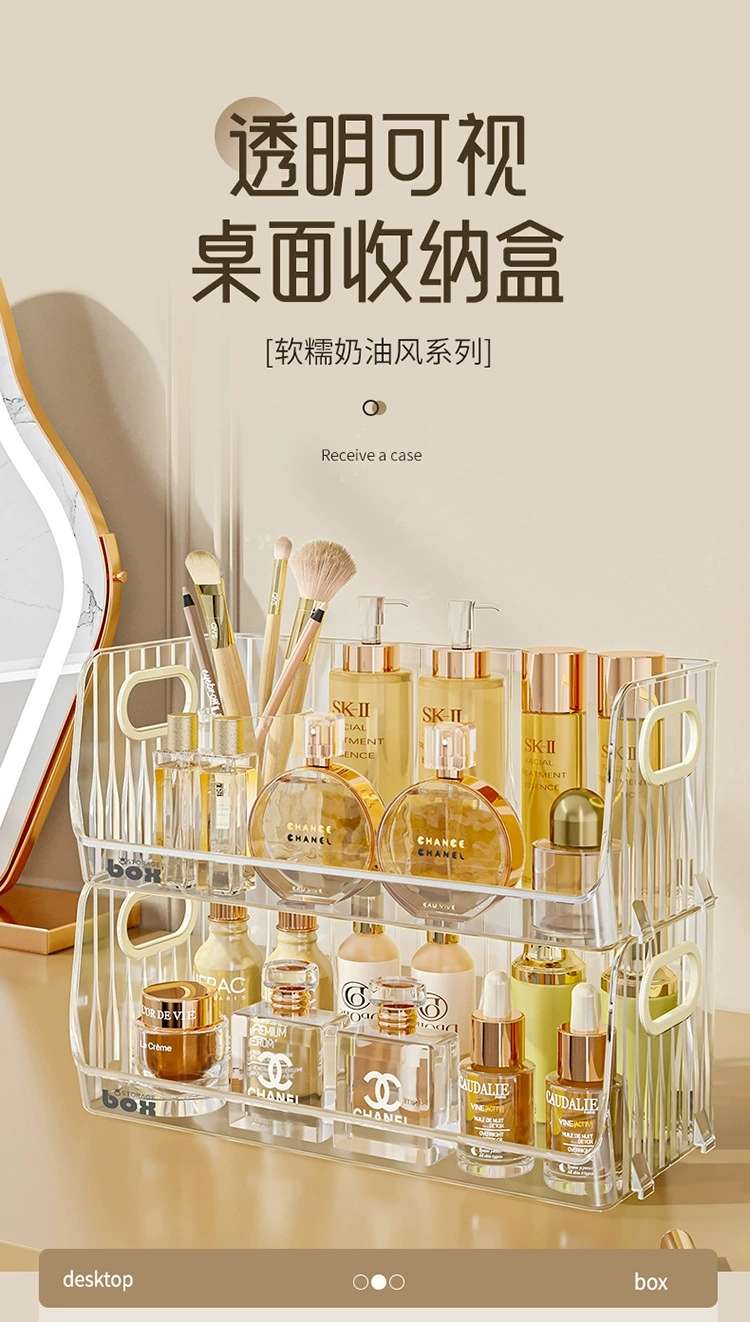 X51-8137-S Desktop Cosmetics storage box, dormitory facial mask, skin care products, jewelry acrylic storage basket, transparent storage box detail image 3