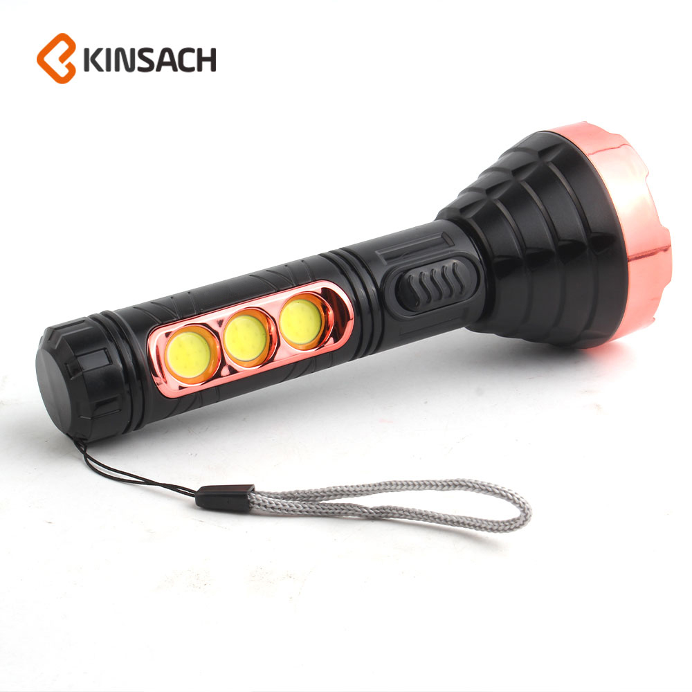 Kinsaca Star Source Usb Charging Plastic Flashlight With Side Light Specification drawing