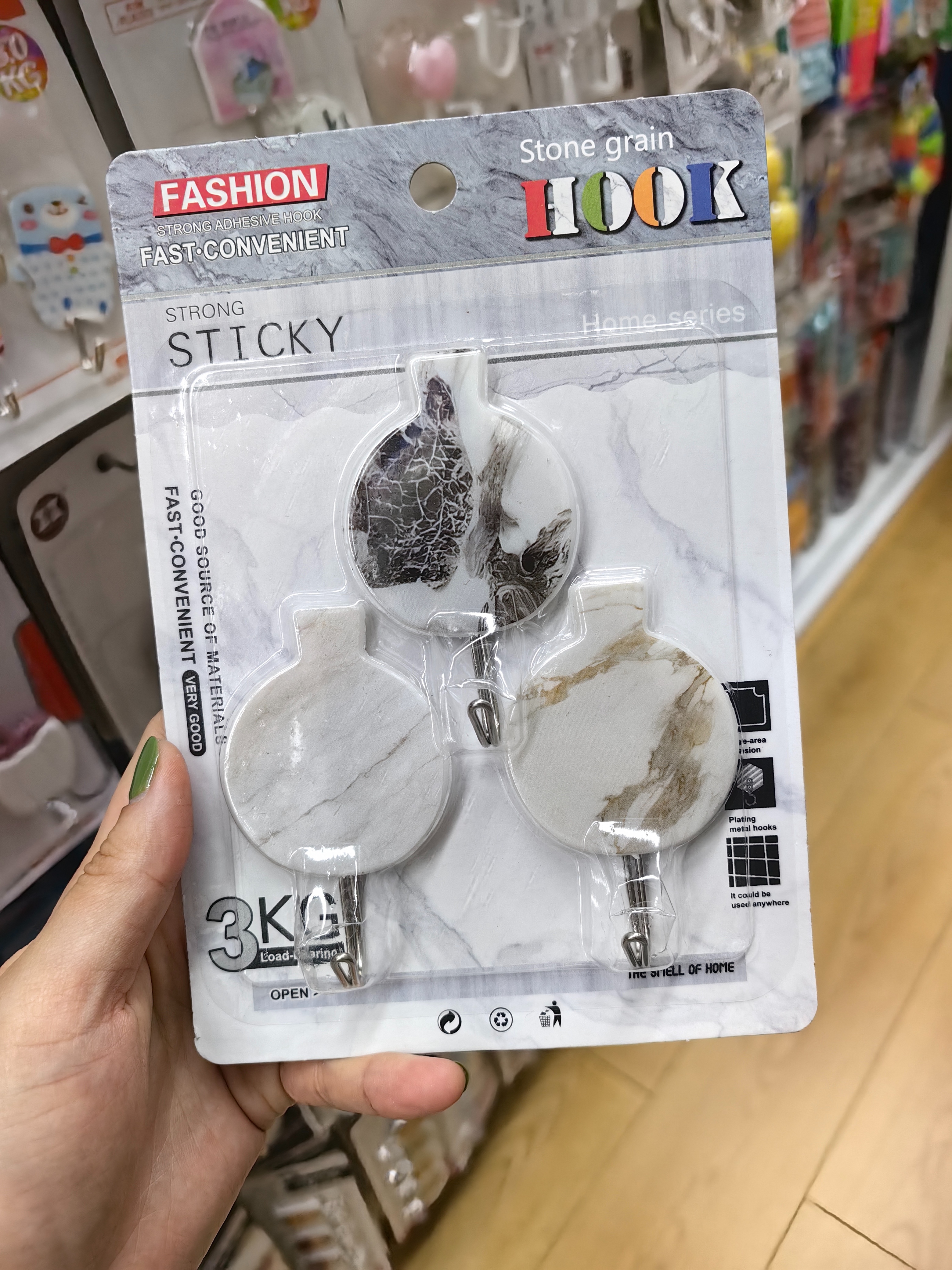 Sticky Hook 3 Sets Hook Strong Viscose Free Punch Clothes Hook Without Trace Paste Kitchen Department Store Wholesale Specification drawing