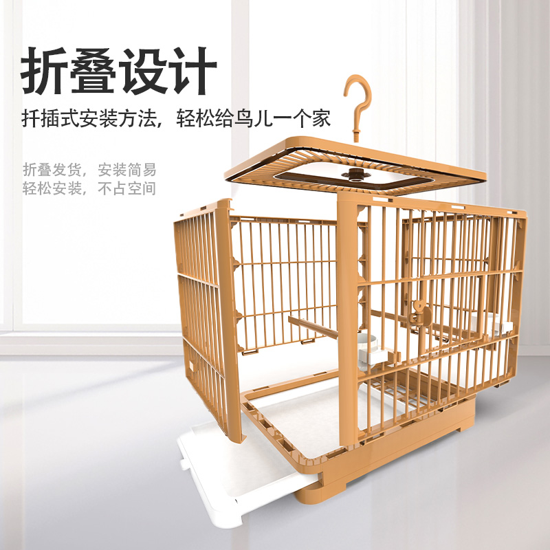 Nuevo estilo de jaula de pájaro cajón de plástico ligero loro jaula de lujo villa ornamental casa jaula de pájaro grande suministros para mascotas Specification image