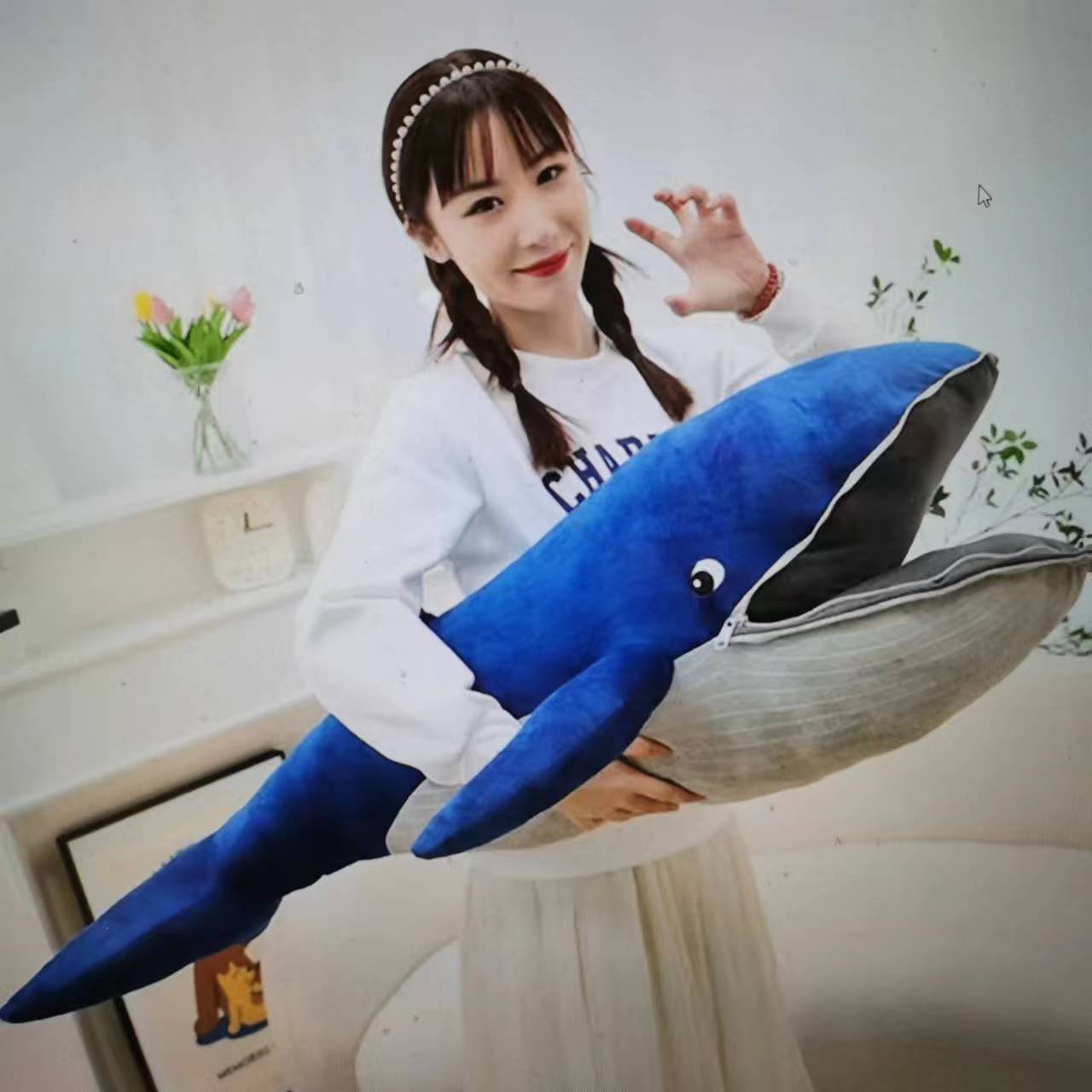 New IKEA whale plush toy throw pillow sofa bedside birthday gift for girls, festival gift for boys and girls