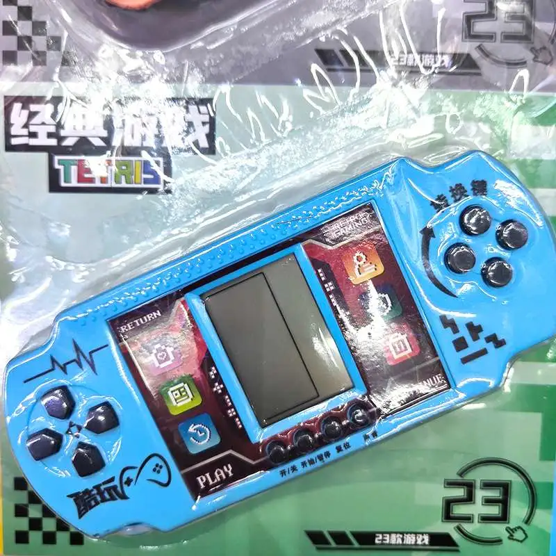 The Tetris game console features a large screen with innovative buttons, an old-fashioned, retro, classic and nostalgic educational toy for students detail image 3