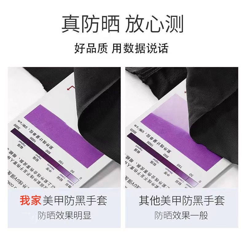加长美甲手套宽松胖瘦可戴防晒黑防紫外线防UV半指烤灯美甲师保护防护手套详情10