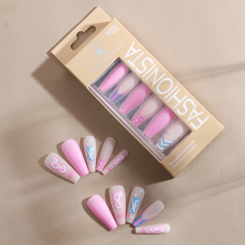 New 24 Spot Long Ballet Fluorescent Color Europe And The United States Foreign Trade Explosive Popular Wear Nails Fake Nail Nail Specification drawing