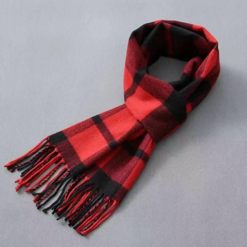 New long women's scarf with all-cotton check