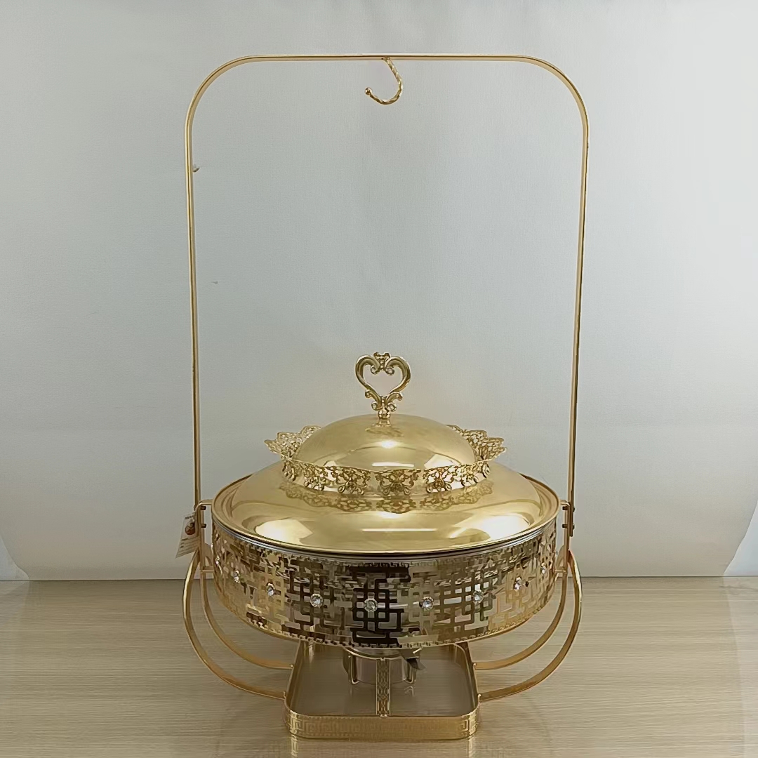 DF68093 Luxury lace Jazz lid hanging buffet stove, thickened hook Dining stove, solid and liquid alcohol stove, DF TRADINGHOUSE Specification image