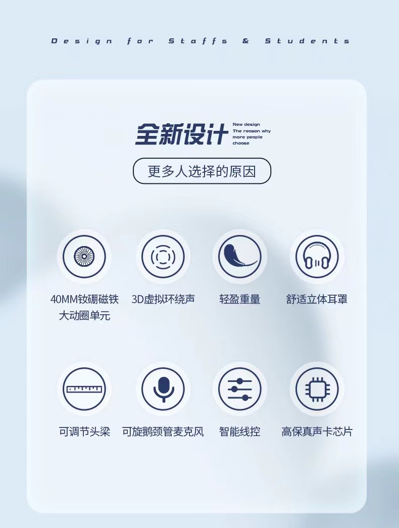 SY-G30C有线耳机头戴式带调音带麦克风商务办公网课学习耳机批发详情2