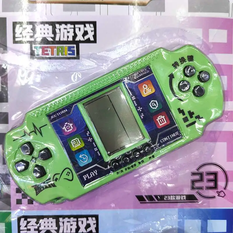 The Tetris game console features a large screen with innovative buttons, an old-fashioned, retro, classic and nostalgic educational toy for students detail image 5