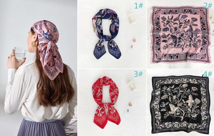 Factory Direct Custom Wholesale Imitation Polyester Silk Printing Products 70Cm Scarves Scarf Headgear Clothing Design Fashion With Popular Europe, South America, The Middle East And So On Item Picture