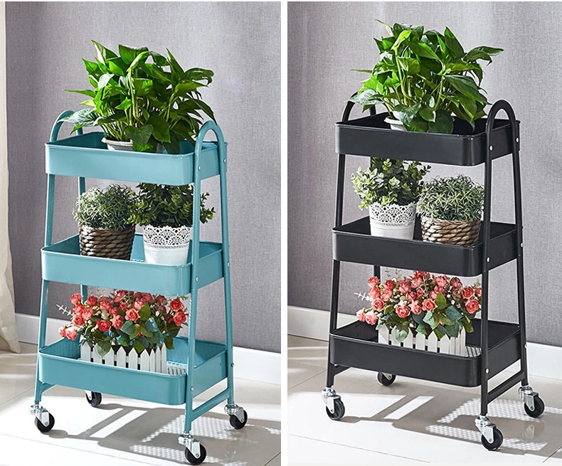 可移动收纳篮小推车置物架家用厨房置物架落地式碳钢手推车多层收纳架外贸内贸厂家直销详情图5