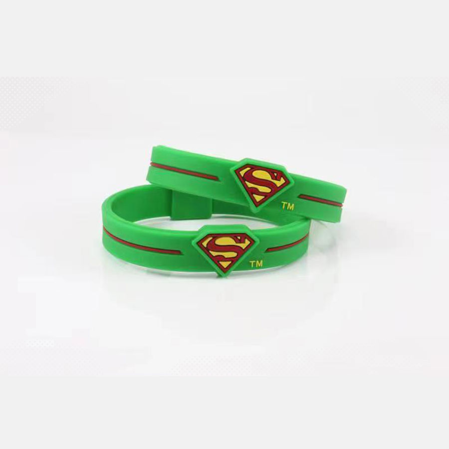 Factory direct supply silicone sports wristbands, trendy engraved logo wristbands, epoxy resin wristbands, superman, multiple colors to choose from Application Scenario