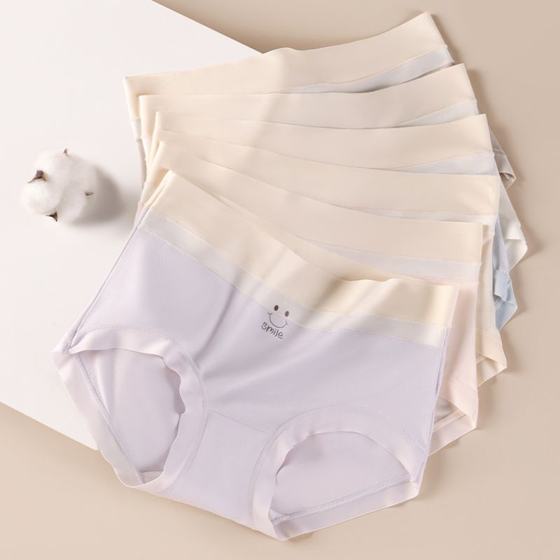 Women's underwear mid-waist seamless breathable girly naked smile simple cotton women's triangle shorts full figure