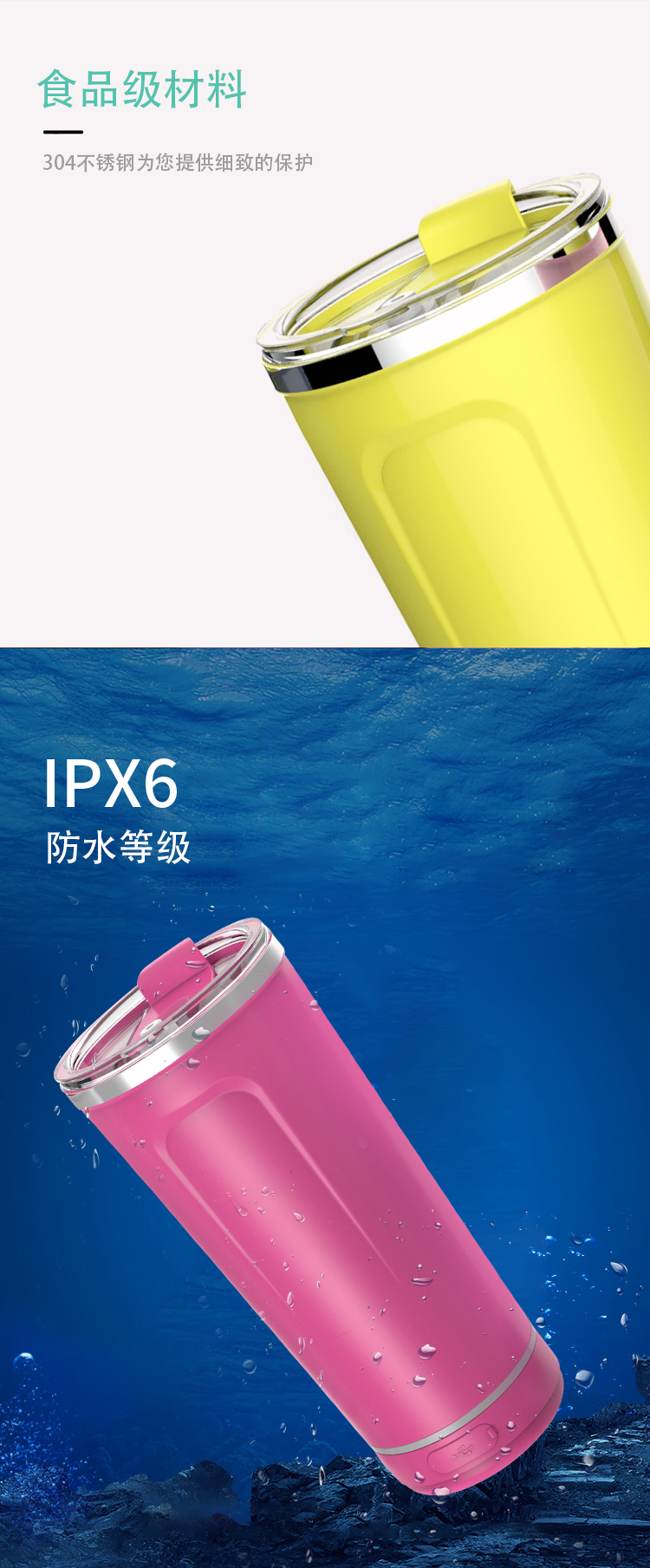 跨境专供18OZ咖啡杯智能蓝牙音响车载音乐水杯户外运动多功能水杯详情4