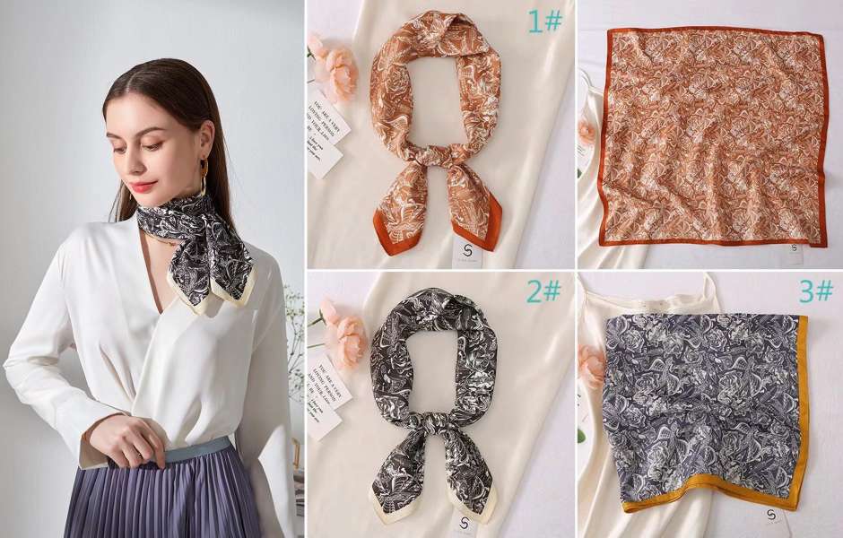 Factory Direct Custom Wholesale Imitation Polyester Silk Printing Products 70Cm Scarves Scarf Headgear Clothing Design Fashion With Popular Europe, South America, The Middle East And So On details Picture