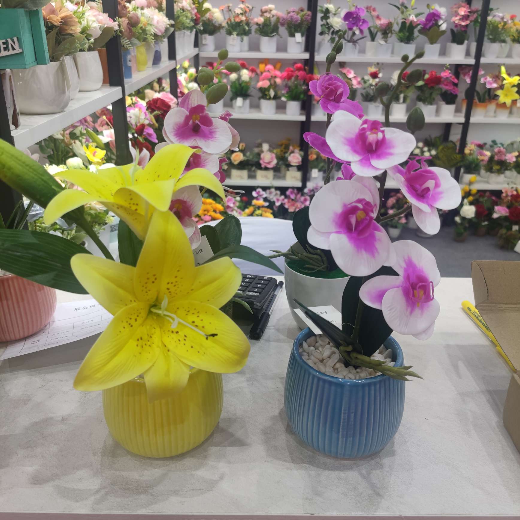9 cabeza 3D phalaenopsis simulación flor película sensación de la mano flor falsa boda arreglo de casa de la boda arreglo de la sala de bodas decoración flores detail image 4