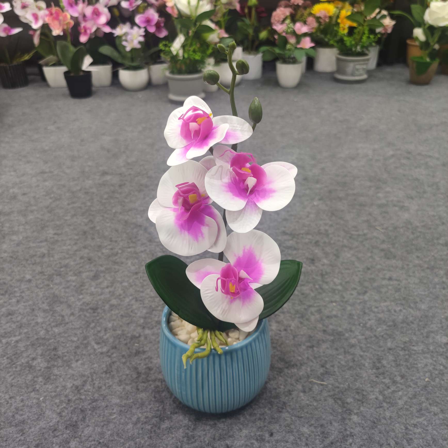 9 cabeza 3D phalaenopsis simulación flor película sensación de la mano flor falsa boda arreglo de casa de la boda arreglo de la sala de bodas decoración flores detail image 2
