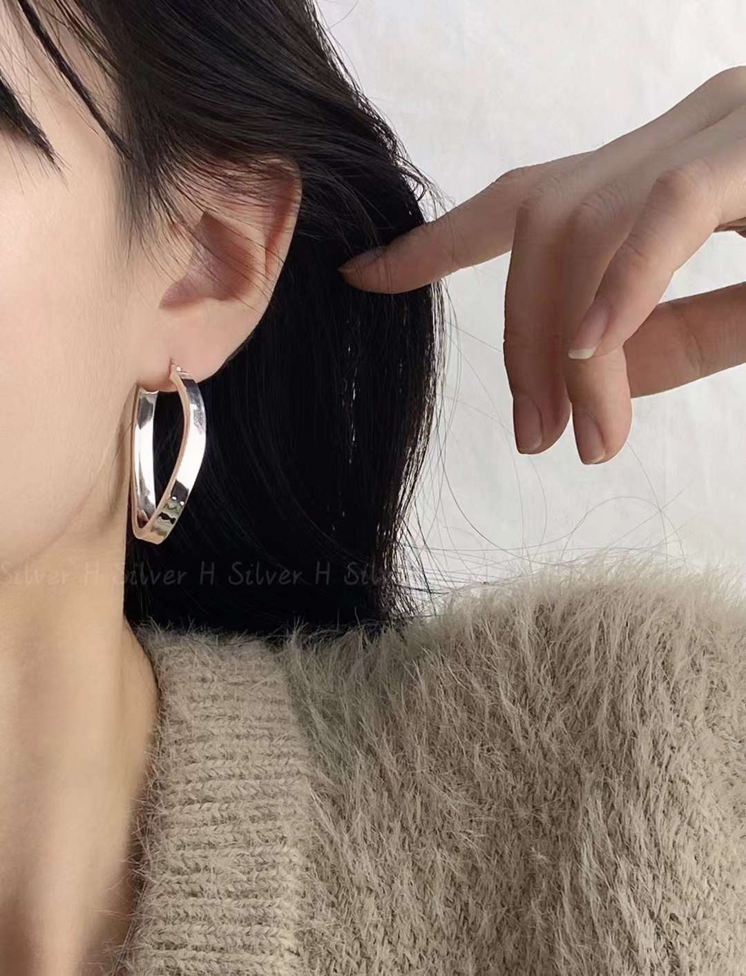 思兰银饰925银时尚耳环韩版耳饰百搭款姐妹同款韩版休闲款细节图
