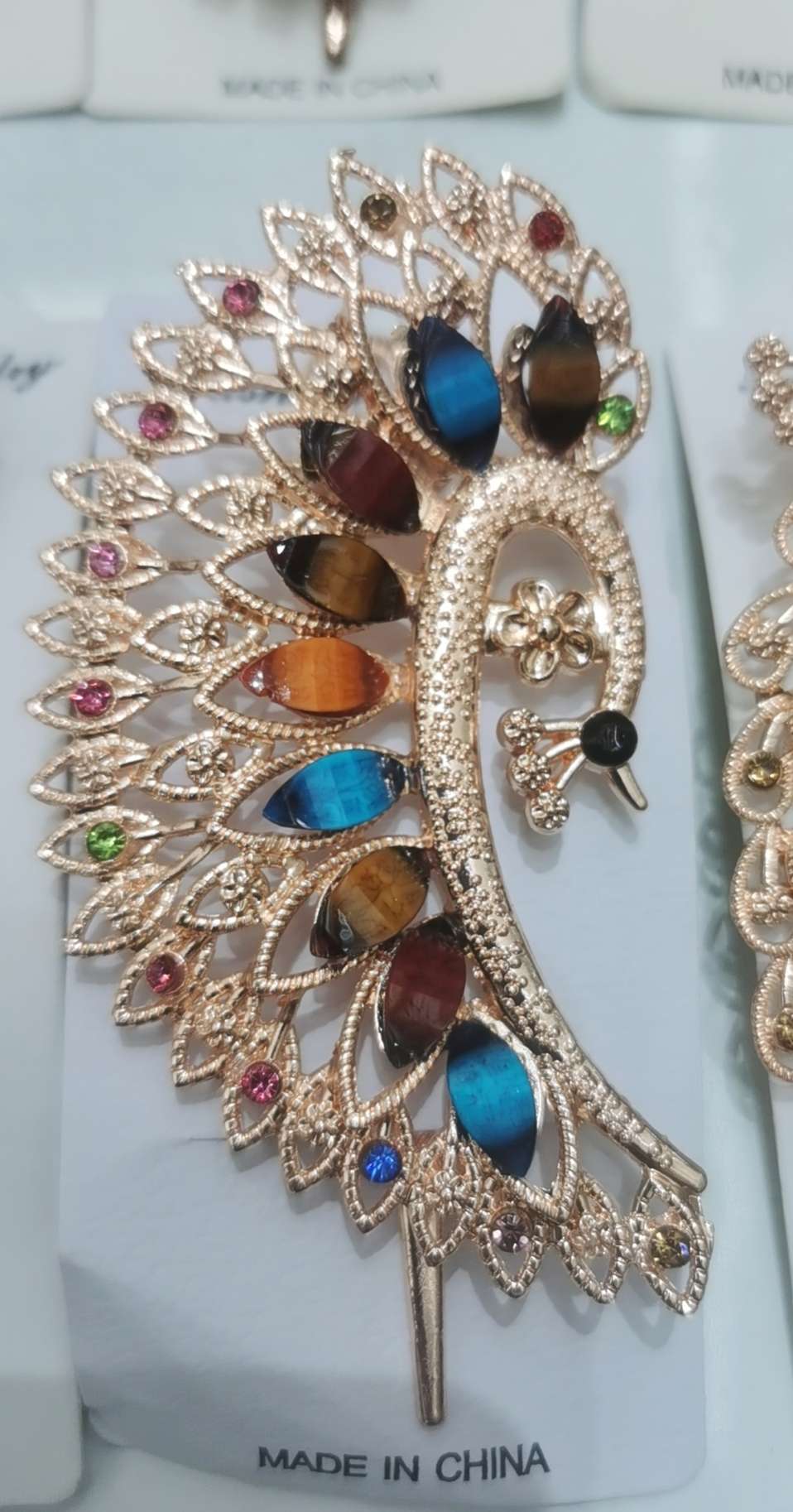 创意饰品发饰头饰发夹 鸭夹 抓夹夹子 精致时尚女士发饰品质经典孔雀款式发夹详情图4