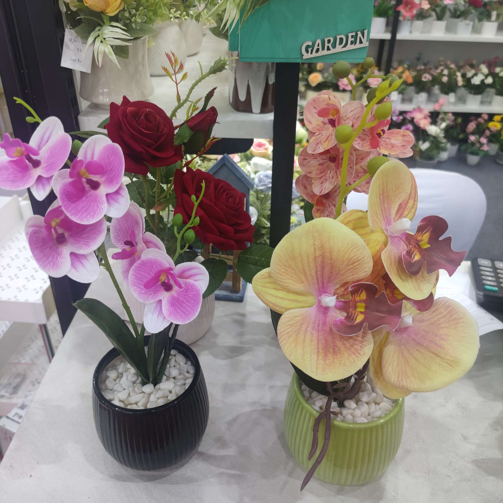 9 cabeza 3D phalaenopsis simulación flor película sensación de la mano flor falsa boda arreglo de casa de la boda arreglo de la sala de bodas decoración flores Item Picture