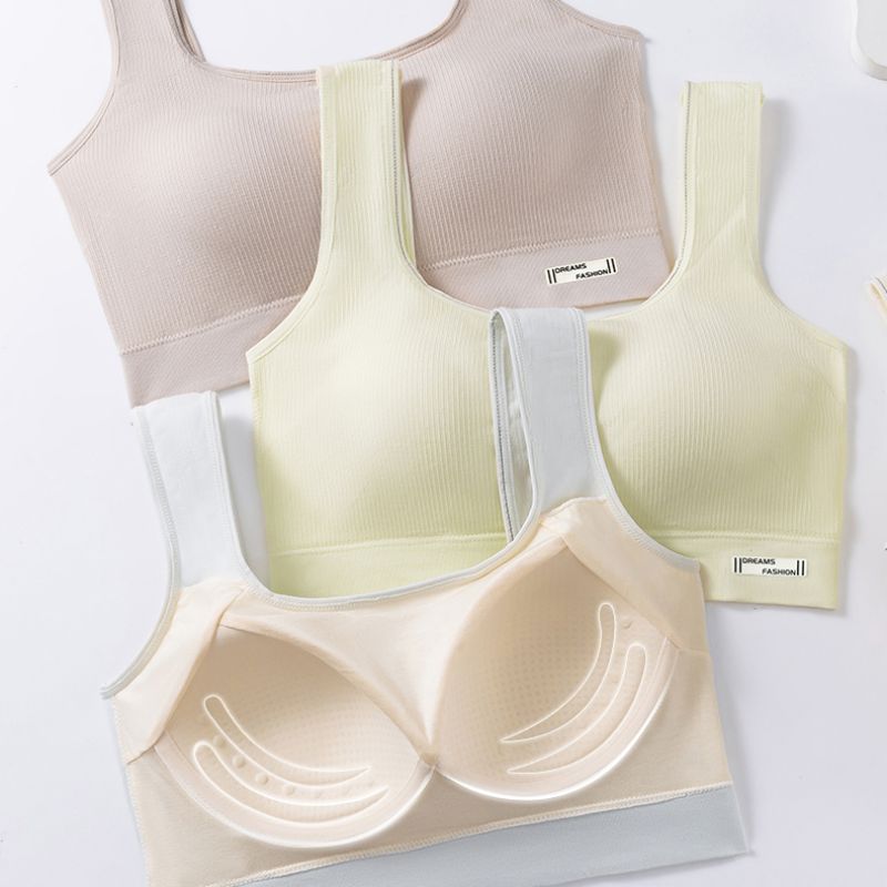 Non-underwire integrated fixed cup women's underwear comfortable breathable thin sports beautiful back full figure