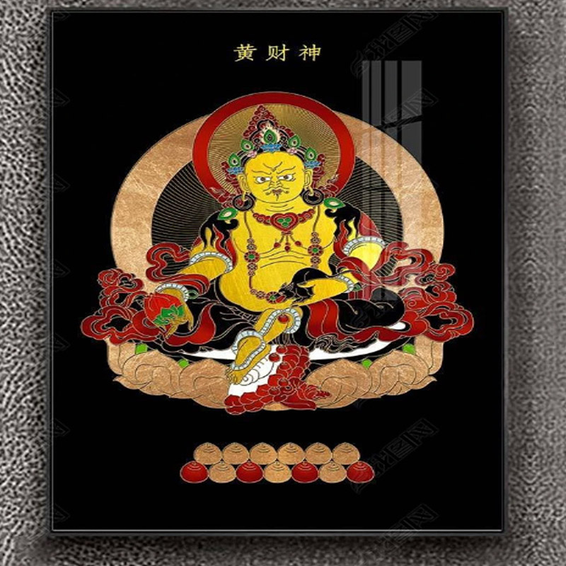 国潮全新一代高温釉彩浮雕工艺美术黄财神画像 选用金属铝板材质精心制作