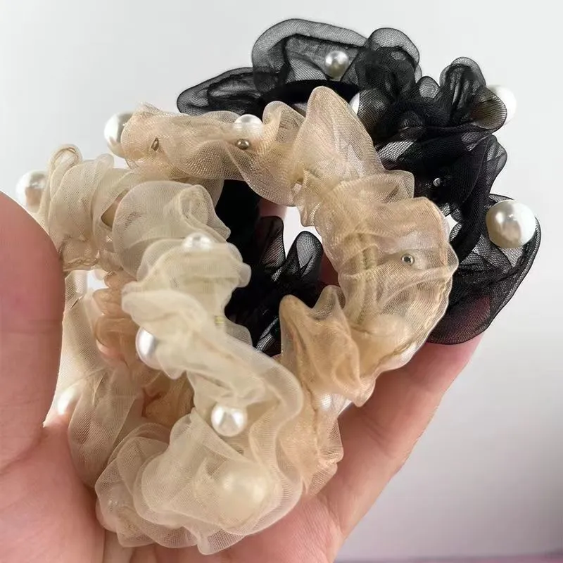 The beaded small intestine hair tie is a French style hair tie for women with high elasticity detail image 2