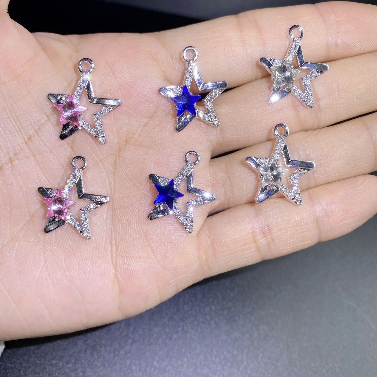 Exquisite design sense, small five-pointed star crystal bracelet, pendant, accessory, earring, jewelry, handcrafted diy material accessories