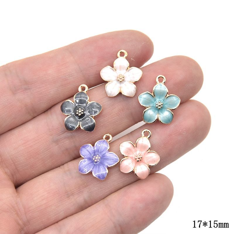 Japanese and Korean fashion pearlescent cherry blossom oil-dripping alloy pendants, DIY jewelry accessories, necklaces, earrings, bracelets, pendants