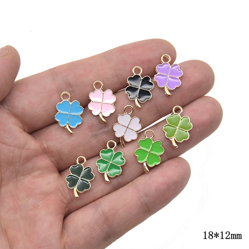 DIY alloy jewelry accessories such as necklaces, bracelets, earrings and pendants with multi-color four-leaf clover oil drops that are popular in Japan and South Korea